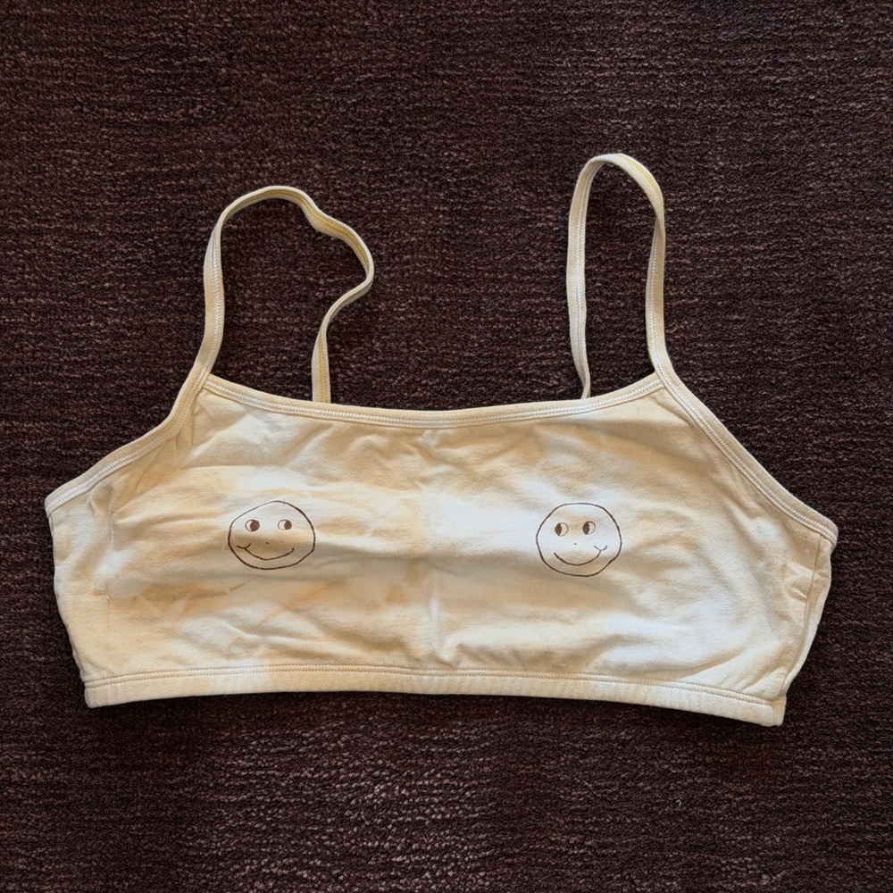 Yellow Tie Dye Smiley Face Bralette